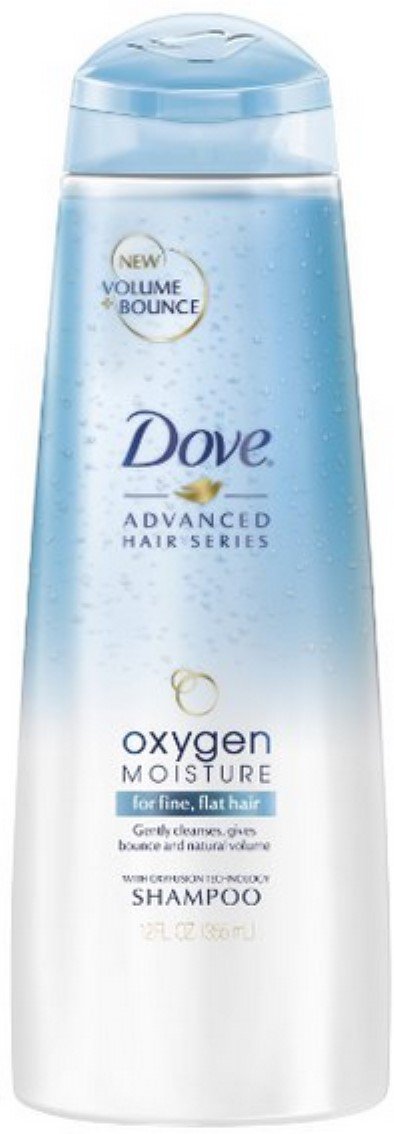 Dove Shampoo for Fine Hair Oxygen Moisture weightless hair care system for 95% more volume in flat hair 12 oz