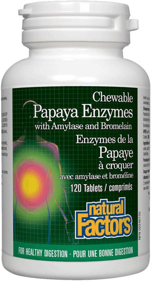 Natural Factors - Papaya Enzymes, Promotes Healthy Digestion, 120 Chewable Tablets