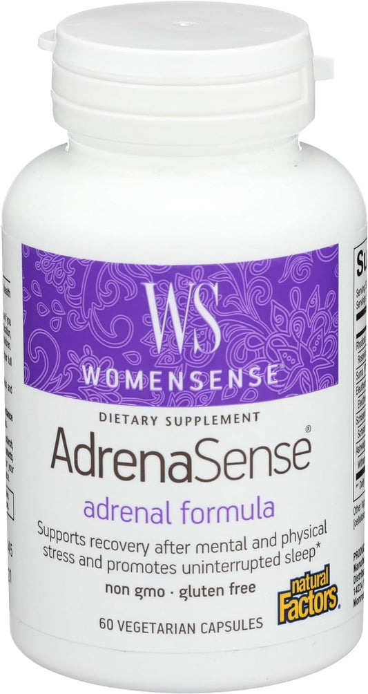 WomenSense AdrenaSense by Natural Factors, AdrenaSense, Herbal Supplement for Adrenal Support and Stress Relief, Vegan, Non-GMO, 60 Capsules