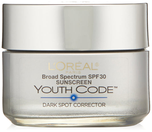 Dark Spot Corrector Face Moisturizer with SPF 30 for Even Skin Tone by LOreal Paris, Youth Code Anti-Aging Day Cream, Non-greasy, 1.7 oz.