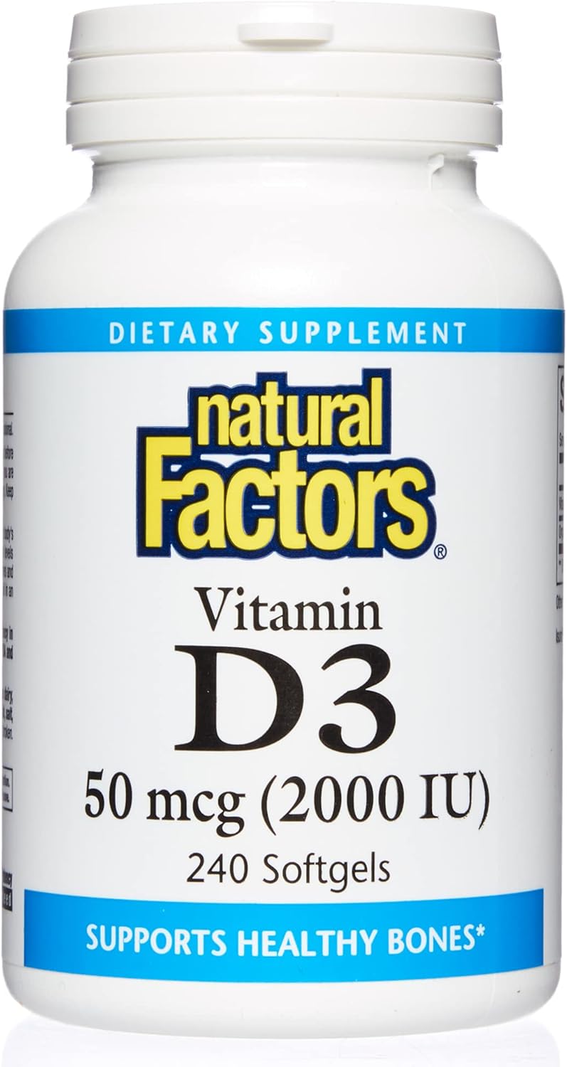 Natural Factors - Vitamin D3 2000 IU, Supports Healthy Bones, 240 Soft Gels