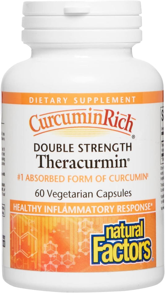 Natural Factors, CurcuminRich Double Strength Theracurmin, 60 mg, Just 1 Capsule Daily, Formulated for Superior Absorption, 60 Count (Pack of 1)