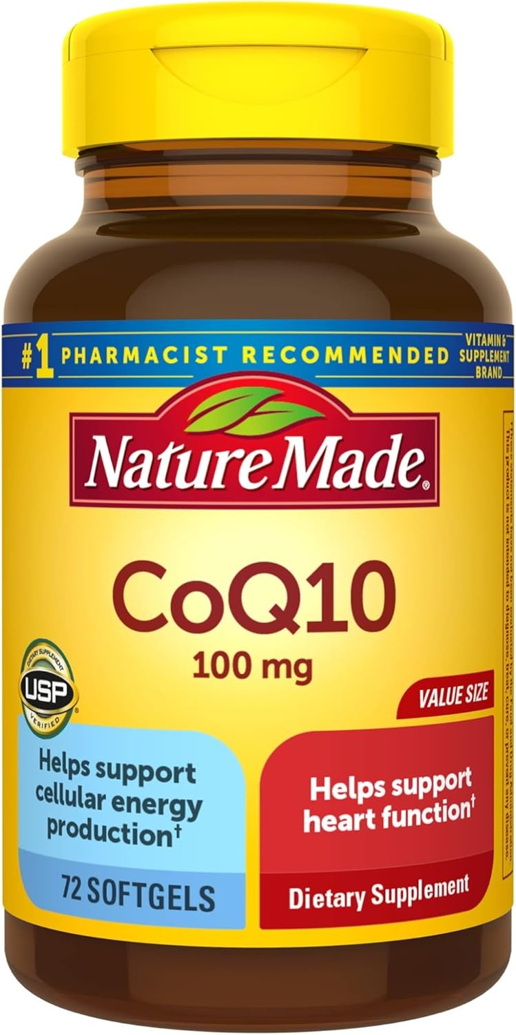 Nature Made CoQ10 100mg, Dietary Supplement for Heart Health Support, 72 Softgels, 72 Day Supply