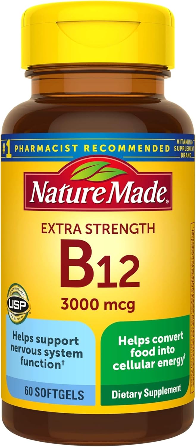 Extra Strength Vitamin B12 3000 mcg Softgels, 60 Count