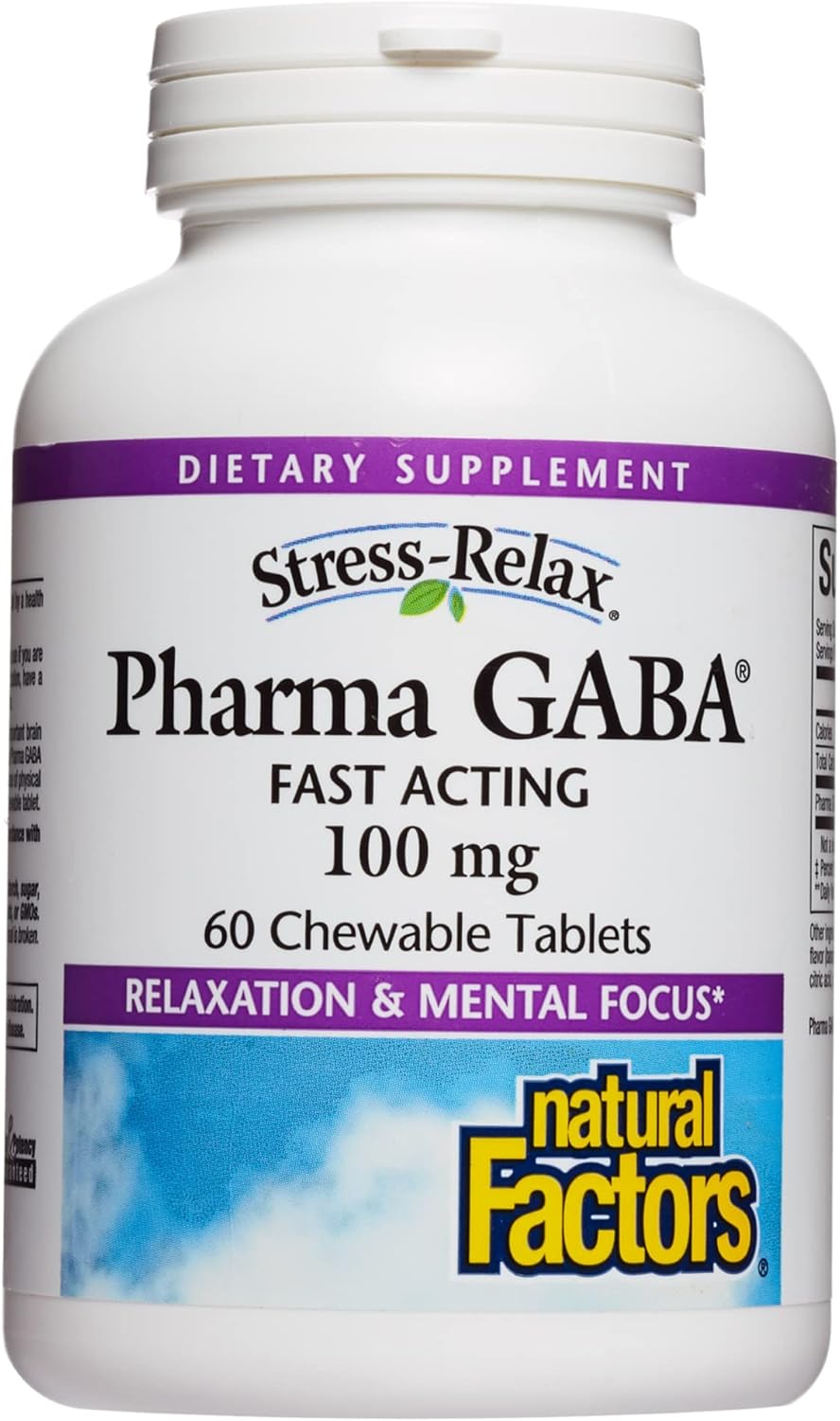 Stress-Relax Pharma GABA 100 mg by Natural Factors, Non-Drowsy Stress Support for Relaxation and Mental Focus, 60 vegetarian capsules (30 servings)