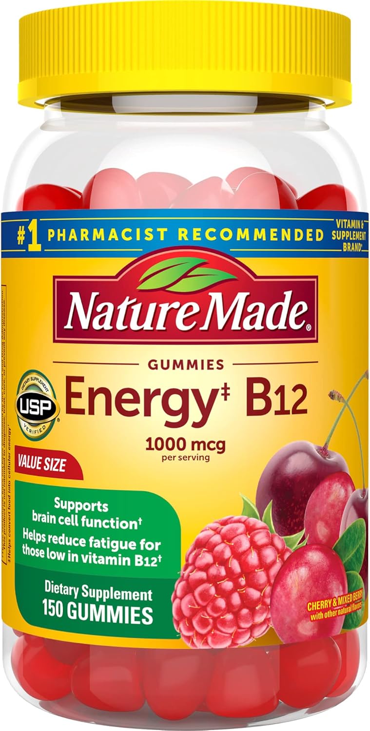 Nature Made Energy B12 1000 mcg, Dietary Supplement for Energy Metabolism Support, 150 Gummies, 75 Day Supply