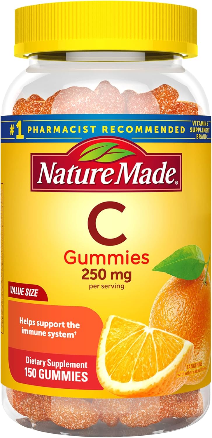 Nature Made Vitamin C 250 mg per serving, Dietary Supplement for Immune Support, 150 Gummies, 75 Day Supply