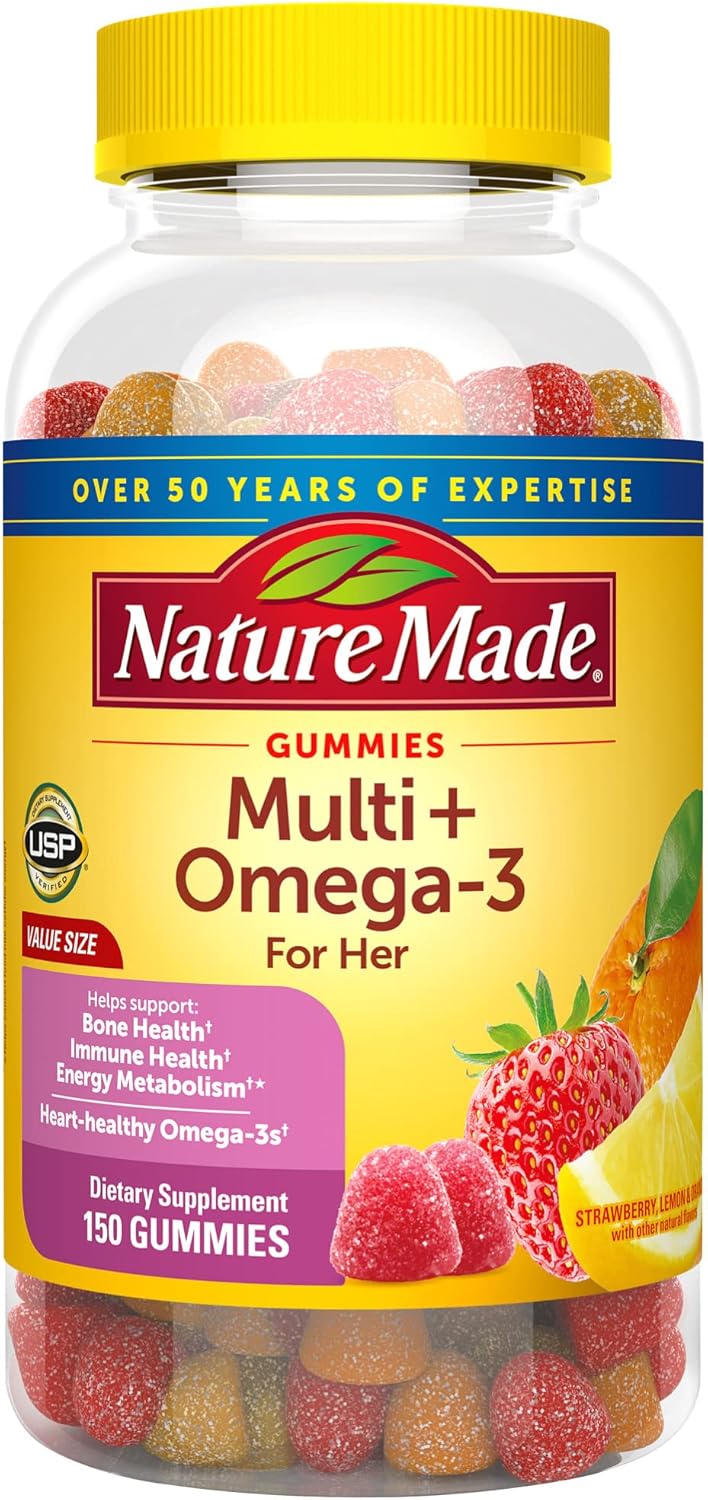 Nature Made Womens Multivitamin with Omega-3, Multivitamin for Women for Daily Nutritional Support, 150 Gummies, 75 Day Supply