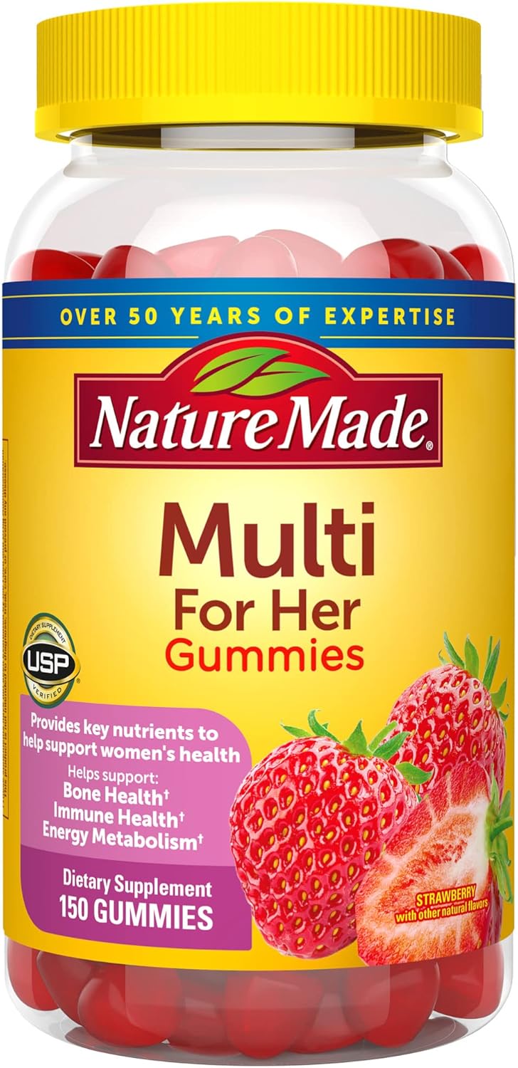 Nature Made Multivitamin For Her, Womens Multivitamin for Daily Nutritional Support, Multivitamin for Women, 150 Gummies, 75 Day Supply