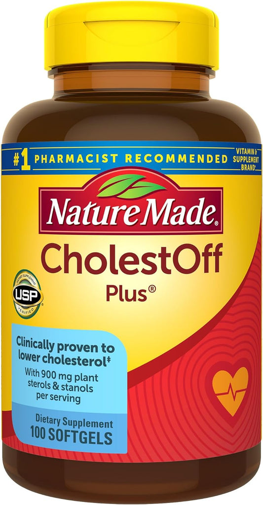 Nature Made CholestOff Plus, Dietary Supplement for Heart Health Support, 100 Softgels, 25 Day Supply