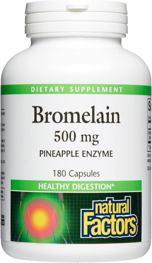 Natural Factors, Bromelain 500 mg, Enzyme Support for a Healthy Digestive System, 180 Capsules.