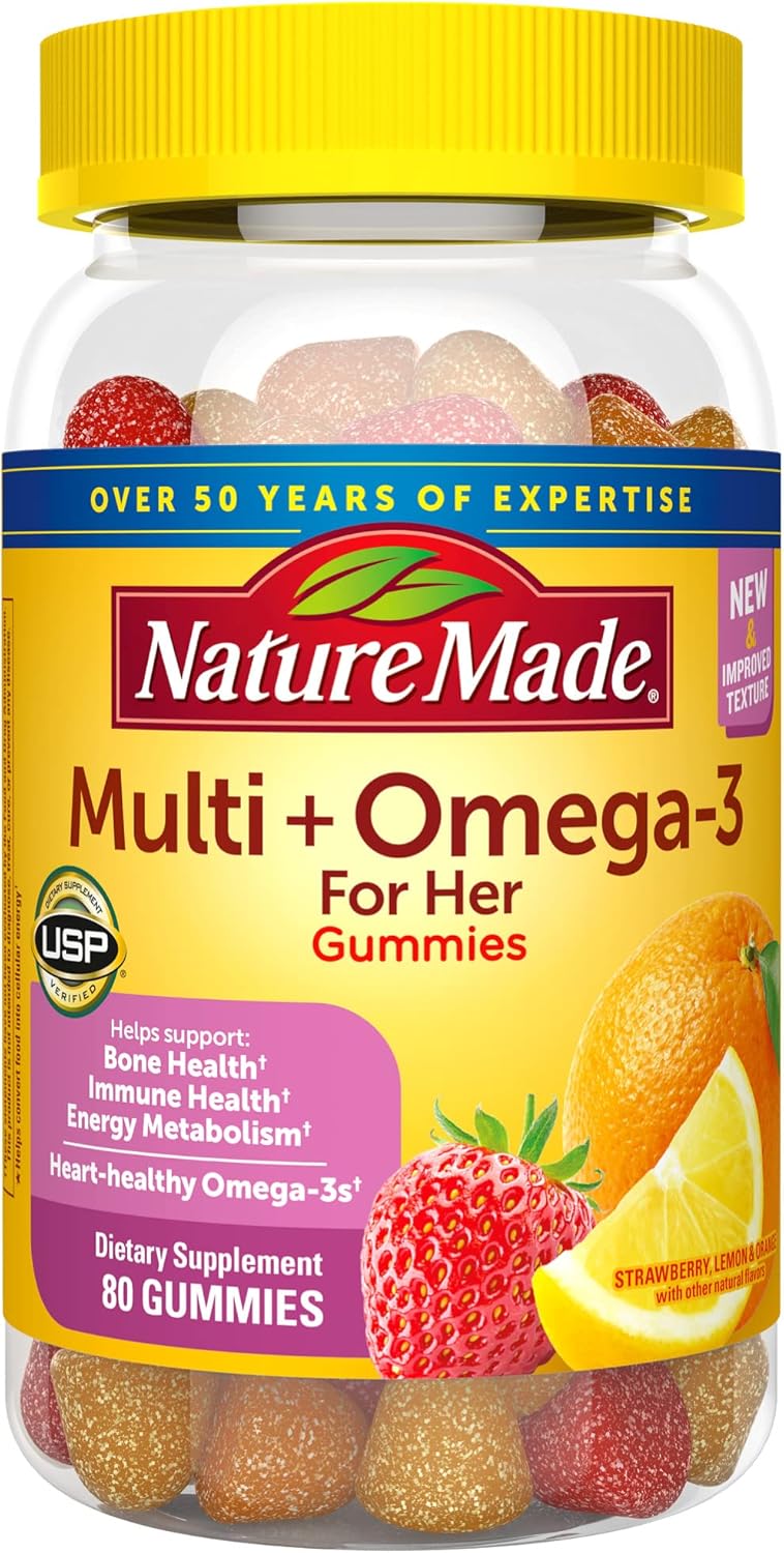 Nature Made Womens Multivitamin with Omega-3, Multivitamin for Women for Daily Nutritional Support, 80 Gummies, 40 Day Supply