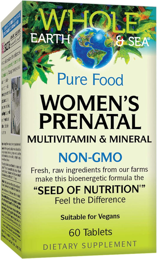 Whole Earth & Sea from Natural Factors, Women's Prenatal Multivitamin and Mineral, Whole Food Supplement, Vegan, 60 tablets, 60 Tablets