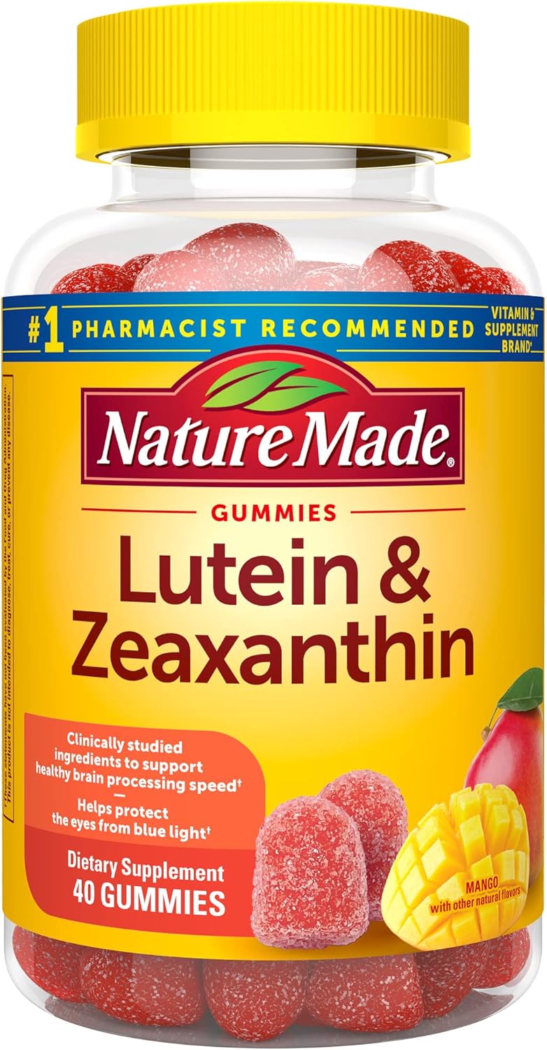 Nature Made Lutein & Zeaxanthin Gummies, Eye and Brain Supplement, 40 Vegan Gummies, 20 Day Supply