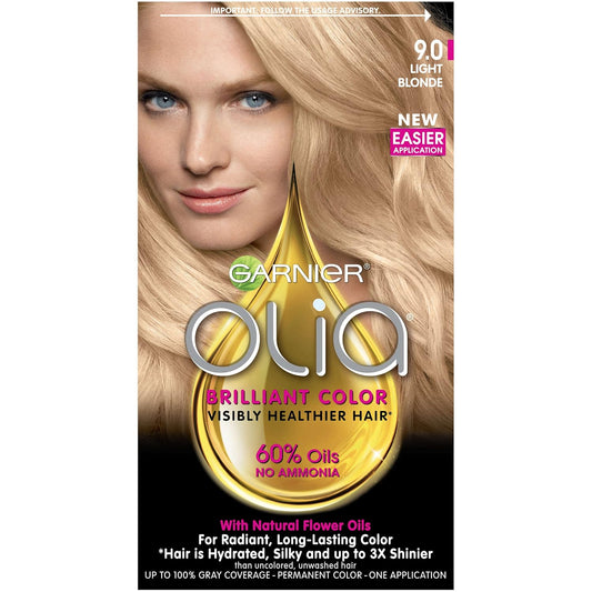 Garnier Olia Ammonia-Free Brilliant Color Oil-Rich Permanent Hair Color, 9.0 Light Blonde (1 Kit) Blonde Hair Dye